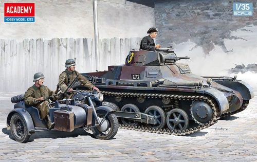 Academy - 1/35 German Panzer I. Ausf. B & Motorcycle