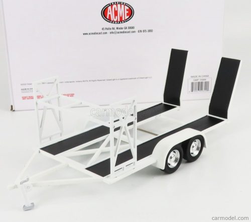 Acme-Models - Accessories Carrello Trasporto Auto 2-Assi - Car Transporter Trailer - Car Not Included White Black