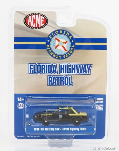 Acme-Models - Ford Usa Mustang Ssp Florida Highway Patrol State Trooper 1991 Black Cream