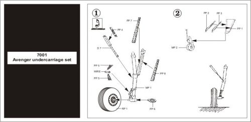 Aires - 1/72 TBM Avenger undercarriage set for HASEGAWA kit