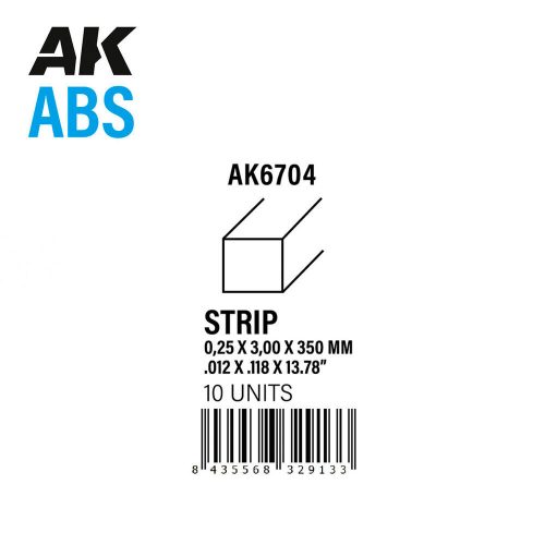 AK Interactive - Strips 0.25 x 3.00 x 350mm - ABS STRIP