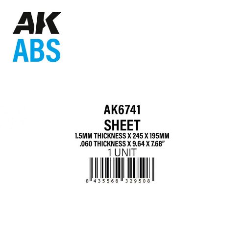 AK Interactive - 1.5mm thickness x 245 x 195mm - ABS SHEET