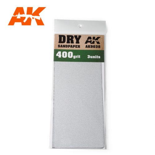 AK Interactive - Dry Sandpaper 400 Grit. 3 units