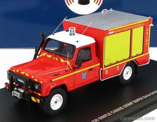 Alarme - Land Rover Defender 130 Pick-Up Closed Grimp Bmbp Sapeurs Pompiers 1986 Red White Yellow