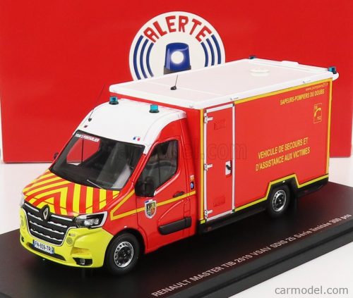 Alerte - Renault Master Van Vsav Sdis 25 Vehicule De Secours Et D'Assistance Aux Victimes Sapeurs Pompier 2019 Red White Yellow