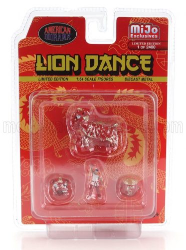 American Diorama - FIGURES SET 4X LION DANCE 2 RED