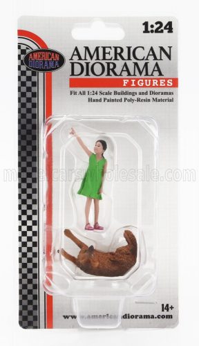 American Diorama - FIGURES GIRL WHIT DOG GREEN BROWN