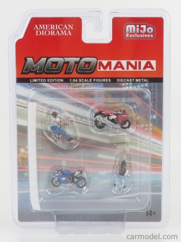 American Diorama - Accessories Set Moto Mania 1 - 2X Motorcycle + 2X Figure Various