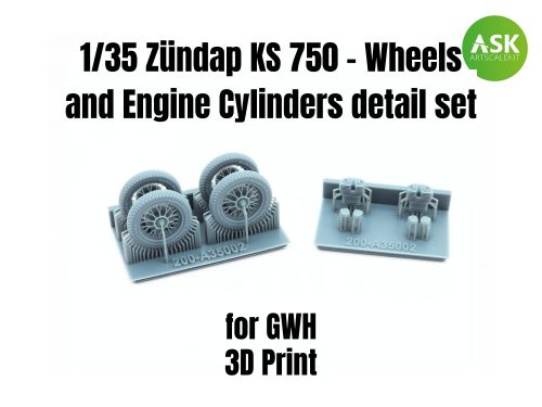 Art Scale - 1/35 Zündap KS 750 - Wheels and Engine Cylinders detail set recommended for GWH