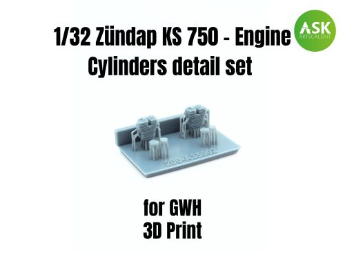 Art Scale - 1/35 Zündap KS 750 - Engine Cylinders detail set recommended for GWH