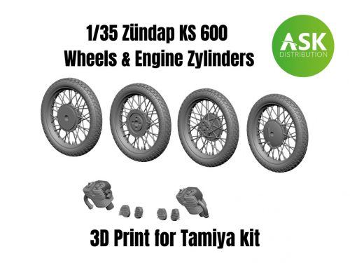 Art Scale - 1/35 Zündap KS 600 Wheels and Engine Zylinders