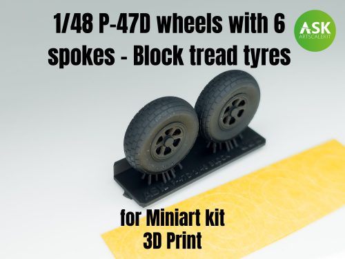 Art Scale - 1/48 P-47D wheels with 6 spokes - Block tread tyres and masks