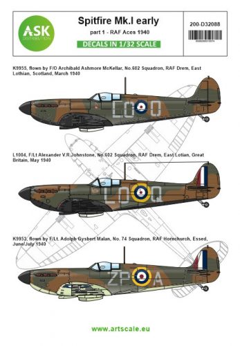 Art Scale - 1/32 Spitfire Mk.Ia part 1 - "The Few", 1940 RAF Aces