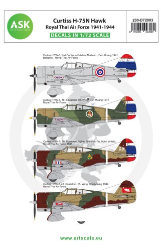 Art Scale - 1/72 Curtiss H-75N Hawk Royal Thai Air Force 1941-1944