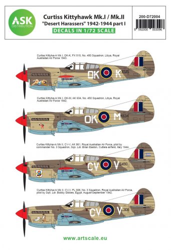 Art Scale - 1/72 Curtiss Kittyhawk Mk.I / Mk.II "Desert Harassers" 1942-1944 part I