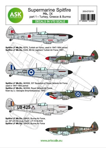 Art Scale - 1/72 Spitfire Mk.IXc and Mk.IXe part 1 - Greece, Türkiye, Burma