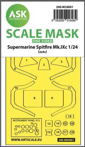 Art Scale - 1/24 Spitfire Mk.IX one-sided express self-adhesive masks for Airfix