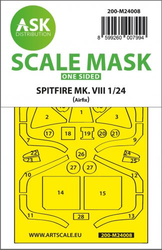 Art Scale - 1/24 Spitfire Mk.VIII one-sided express fit masks for Airfix