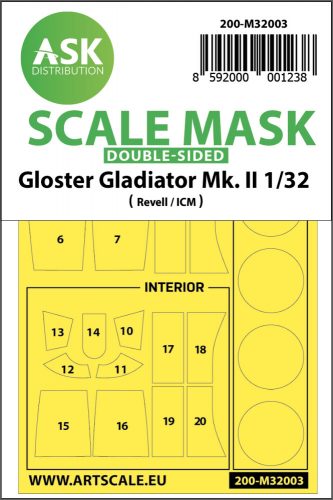 Art Scale - 1/32 Gloster Gladiator Mk.II double-sided  painting mask for Revell / ICM