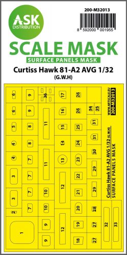 Art Scale - 1/32 Curtiss Hawk 81-A2 AVG surface panels masks for GWH