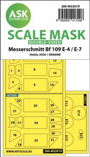 Art Scale - 1/32 Messerschmitt Bf 109E-4 & E-7 double-sided express masks for Hobby2000, Dragon, HGW kit