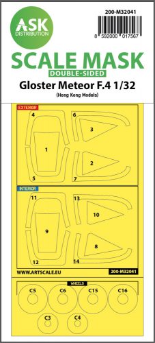 Art Scale - 1/32 Gloster Meteor F.4  double-sided mask for HK Models