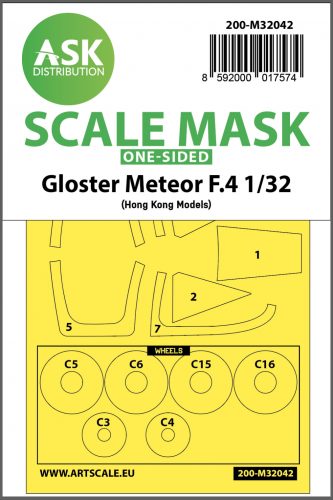 Art Scale - 1/32 Gloster Meteor F.4  one-sided mask for HK Models