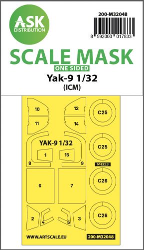 Art Scale - 1/32 Yak-9 one-sided mask for ICM