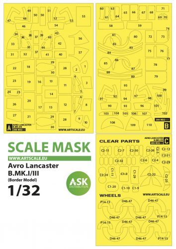 Art Scale - 1/32 Avro Lancaster B Mk.I/III express self adhesive masks for Border Model