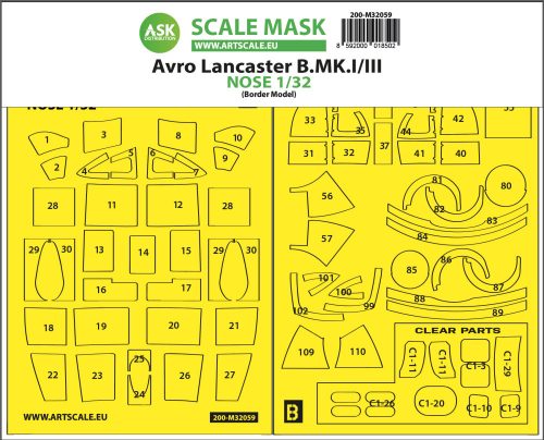 Art Scale - 1/32 Avro Lancaster Nose kit express self adhesive masks for Border Model