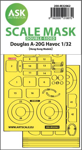 Art Scale - 1/32 A-20G Havoc double-sided express self adhesive mask for HK Model