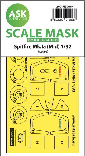 Art Scale - 1/32 Spitfire Mk.Ia (mid) double-sided express fit and self adhesive mask for Kotare