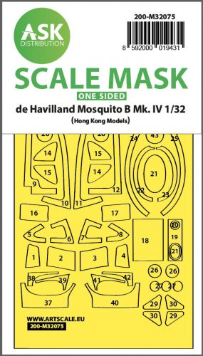 Art Scale - 1/32 Mosquito B Mk.IV  one-sided fit mask for Hong Kong Model