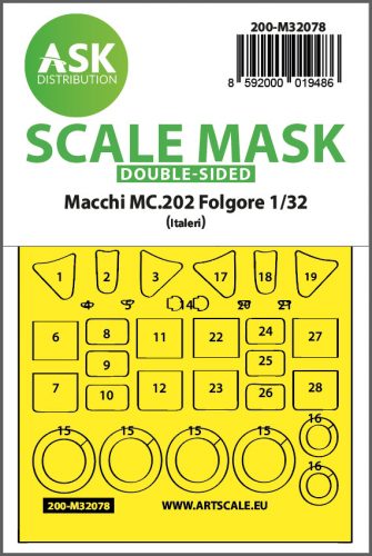 Art Scale - 1/32 Macchi MC.202 Folgore double-sided express fit mask for Italeri