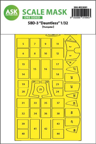 Art Scale - 1/32 SBD-3 Dauntless one-sided express fit mask for Trumpeter