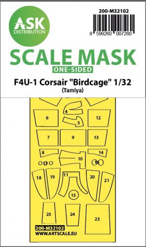 Art Scale - 1/32 F4U-1 Corsair Birdcage one-sided express fit mask for Tamiya