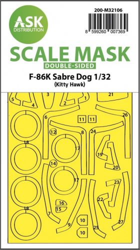 Art Scale - 1/32 F-86K Sabre Dog double-sided express fit mask for Kitty Hawk