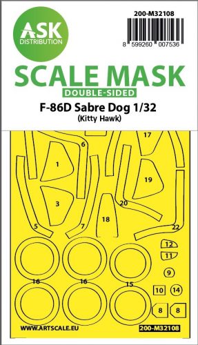 Art Scale - 1/32 F-86D Sabre Dog double-sided express fit mask for Kitty Hawk