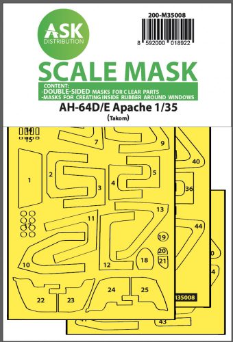 Art Scale - 1/35 AH-64D/E double-sided mask with inside white rubber mask for Tacom