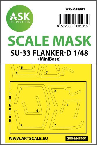 Art Scale - 1/48 Su-27K Sea Flanker / Su-33 Flanker D double-sided painting mask for Minibase