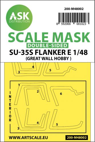 Art Scale - 1/48 Su-35S  Flanker E double-sided painting mask for Great Wall Hobby