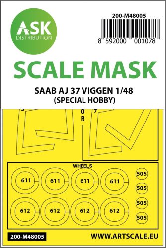 Art Scale - 1/48 SAAB AJ 37 Viggen double-sided painting mask for Special Hobby