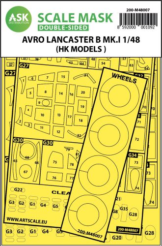 Art Scale - 1/48 Avro Lancaster Mk.I B double-sided painting mask for HK Models