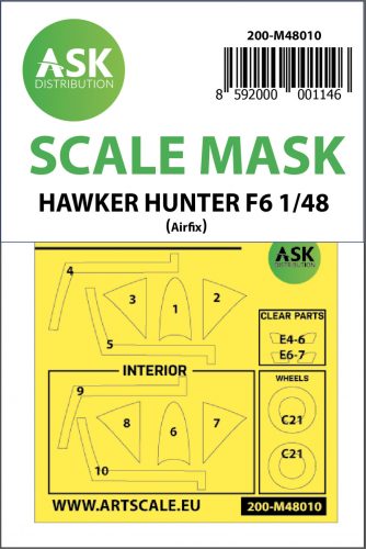 Art Scale - 1/48 Hawker Hunter F.6 double-sided painting mask for Airfix