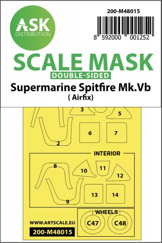 Art Scale - 1/48 Spitfire Mk.Vb double-sided painting mask for Airfix