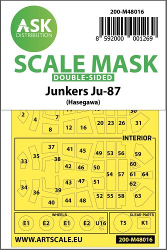 Art Scale - 1/48 Junkers Ju 87D-3 double-sided painting mask for Hasegawa / Hobby2000