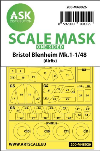 Art Scale - 1/48 Bristol Blenheim Mk.I one-sided painting mask for Airfix