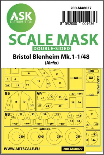 Art Scale - 1/48 Bristol Blenheim Mk.I double-sided painting mask for Airfix