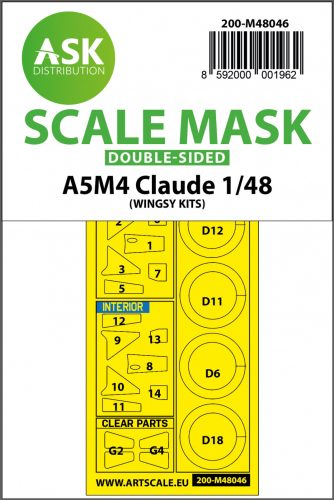 Art Scale - 1/48 A5M4 Claude double-sided painting mask for Wingsy kits