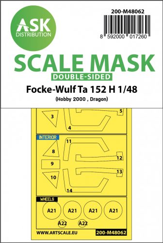 Art Scale - 1/48 Focke-Wulf Ta 152 H double-sided express mask for Hobby2000, Dragon